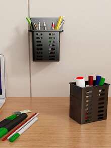 1pc White Bathroom Wall Mounted Storage Rack With Black Frame, Transparent Space-Saving Organizer For Toothbrush, Toothpaste, Comb And Cosmetics