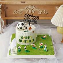 9CS Soccer Cake Topper Soccer Cupcake Topper Soccer Team Player Goalie Plastic Ball Star Goal Trophy Decorations For Soccer Themed Party Birthday Party Men Decorations