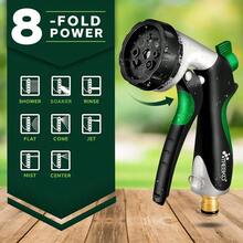 Expandable Garden Water Hose Pipe- 8-Pattern Spray Gun Anti-Leakage With Brass Fittings, Triple Latex Core & Hose Hook/Hanger, Magic-Hose Pipes - Black - View 2