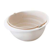 Multifunctional Drain Basket, Dual-Layer Removable Plastic Colander For Washing Fruit & Vegetable, Kitchen Fruit & Vegetable Round Basket, Perforated Rice Washing Bowl - Multicolor - View 9