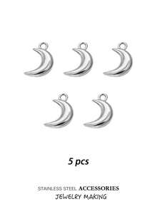 5件不锈钢饰品迷你可爱小吊坠月亮太阳五角星心形项链吊坠配件一体式DIY饰品钛钢配件适合制作项链手链脚链耳环等饰品真空电镀18k金时尚批发 - mini - 查看 13