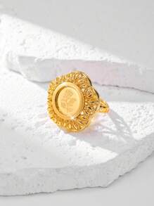 1pc 22K Gold Plated Copper Material Women's Ring, Unique & Personalized Design With Laser Engraved Patterns, Adjustable Size, Great Gift For Lover, Daily Wear Or Mother's Day