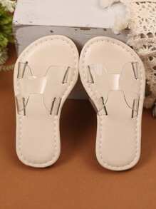 1 Paio di Sandali da Spiaggia in Gelatina Bianchi Taglia Oversize per Bambini/Bambine, Design con Cinturini in PU Trasparente Lucido, Punta Tonda, Piatti, Antiscivolo, Comodi, Stile Romano di Lusso e Carini, Adatti per Bambini e Bambine da 3 a 12 Anni, Casual, Festa, Viaggio, Primavera/Estate