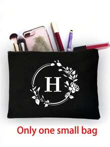 1/2 pezzi Borsa shopping tela con stampa lettere iniziali dalla A alla Z, con borsa portaoggetti cosmetici inclusa, borsa personalizzata, grande capacità, adatto per matrimoni, compleanni, spiaggia, vacanze, scuola, ottimo regalo per donne, mamme, insegnanti, amiche, damigelle d'onore, studenti, borsa grande. Borsa casual capiente e portatile, adatta per lo shopping multifunzionale