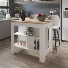 Light Pine And White Kitchen Island With Open Storage - as pic - View 1