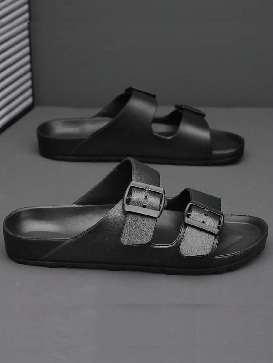 Men's Simple Buckle Flat Slip-On Sandals, Suitable For Teen Summer Casual Or Outdoor Athletic Or Vacation Travel Or Graduation Gifts Or Birthday Dress Accessories