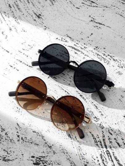 1 par de gafas unisex de metal negro redondo, moda vintage de estilo punk, adecuado para fotografía callejera, viajes, fiestas, uso diario, pesca, campamentos para vacaciones de verano en la playa, al aire libre y viajes