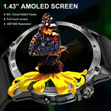 Military Rugged Smart Watch For Men Women, 1.43" AMOLED GPS Smartwatch IP68 Waterproof  530mAh Battery With Altitude Compass Air Pressure 60+Sports Fitness Tracker For Outdoor, Climbing, Camping, Running, Gym,Compatible With IOS Android