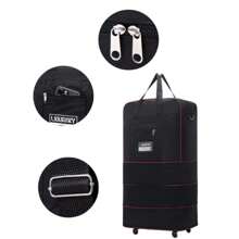 1pc Large Capacity Expandable Wheeled Travel Bag, 3-Layer Foldable Waterproof Luggage Bag, Rolling Suitcase With 6 Wheels, Airport Check-In Bag - Swivel Wheels, Foldable, Water-Resistant - Ideal For Business Trip, Study Abroad, Vacation, Unisex Holiday Essentials Holiday Travel Essentials Travel Accessories