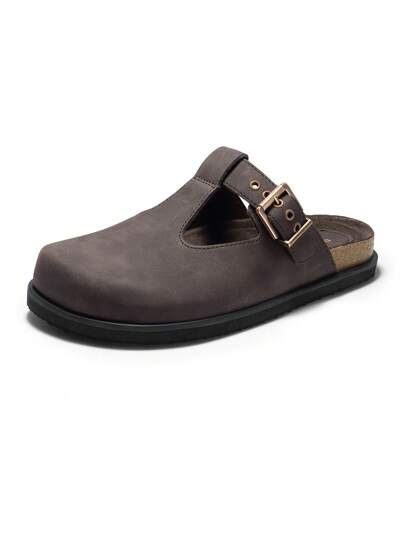 DREAM PAIRS Women Clogs Mules Platform Slippers T-Strap Buckle Slip-On Versatile Vacation Casual Daily Slingback Flats Shoes