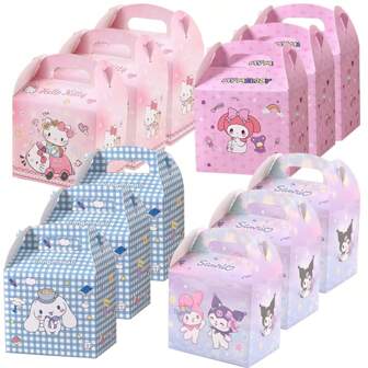 Sanrio Boîtes-cadeaux thème Hello chat, My Melody, Kuromi et Cinnamoroll. Articles de fête, boîtes à bonbons/boîtes-cadeaux, sacs fourre-tout, sacs de faveurs en papier pour fête d'anniversaire Sanrio et décorations de fête