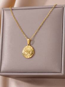 1 pièce Collier Œil d'Horus, Collier Pendentif Rond Wedjat Œil Ancien d'Égypte, Chaîne en Acier Inoxydable, Accessoire de Mode Talisman
