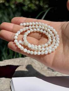 1pc Natural Freshwater Shell Asymmetrical Fragment Spacer Beads, Shell Round Beads, Loose Beads For DIY Jewelry Making Bracelets Necklaces - White - View 9