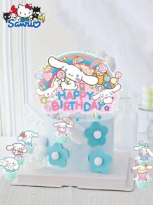 Sanrio 13pcs Sanrio Cinnamoroll Cake Decoration Set, Birthday Party Supplies, Safe Paper Material, Officially Licensed, Cartoon Cake & Cupcake Toppers, Inedible, Party Favors, No Electricity Required, Suitable For Birthday, Graduation, Wedding
