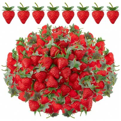10/30/50个人造红草莓假塑料草莓仿真草莓装饰逼真装饰红草莓适合家庭厨房节日派对摄影蛋糕装饰水果模型教育