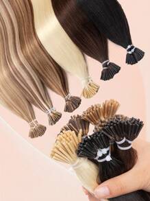 50 piezas Extensiones de cabello humano Remy color negro natural, rectas, con cápsulas de queratina para una aplicación invisible y sin costuras, cabello humano real para mujeres, extensiones de cabello