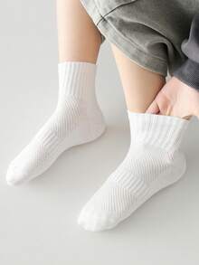 5 Pairs Children White Mesh Socks, Thin & Breathable, Simple & Versatile, Suitable For Students In Spring/Summer, Daily Wear - Multicolor - View 2