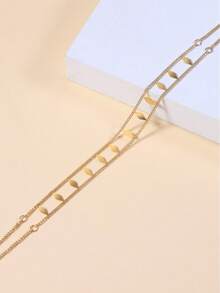 幾何裝飾鏈條頸鏈 - 金黃色 - 查看 4