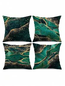 New Explosive Green Gilt Texture Printed Pattern Polyester Short Plush Home Decoration Sofa Cushion Cover 4 (No Pillow Core)
