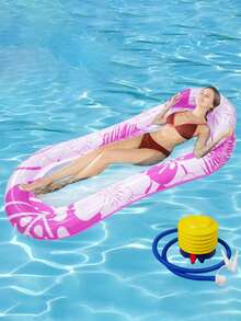Adult Inflatable PVC Pool Lounger, New Floating Pool Bed With Floral Design, Comes With Air Pump, Summer Use - Multicolor - View 12