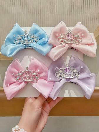 1 st Barn pärla & ädelsten Princess Crown Hårklämma, sött och sött hårtillbehör för skola, resor, semester, vardagsbruk
