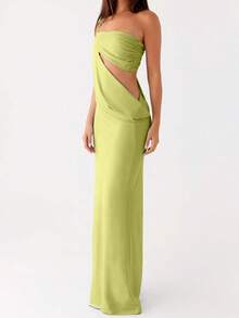 Einfarbiges, elegant-sexy, rückenfrei geschnürtes Maxi-Urlaubskleid