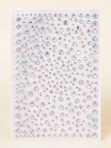 1片大号珍珠3D闪亮星空水钻面部饰品贴纸，DIY音乐节派对妆容装饰，适用于头发、眼睛、面部和身体，礼品套装 - 彩色 - 查看 4