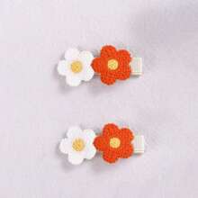 2pcs Cute Fabric Sunflower Hair Clips, Handmade Floral Bangs Hair Accessories, Sweet & Stylish Side Clips