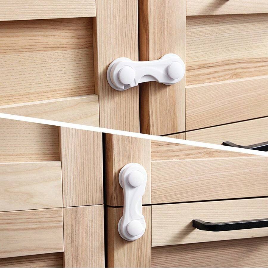 2个儿童安全锁，适用于冰箱抽屉、橱柜门等，儿童防盗锁，儿童防护锁 - 查看 1