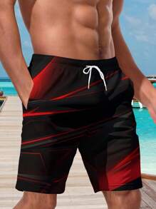 Plus Size Men's Hawaii 3D Print Casual Beach Shorts - Quick Dry, Drawstring Waist, Perfect For Summer Outings, Hawaiian