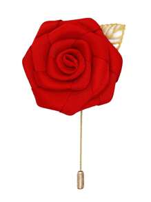 1 Peça Boutonnière de Noivo em Rosa de Seda com Folha de Corrente Dourada para Decoração de Noivo, Casamento e Festa de Casamento, Melhor Presente, Decoração de Casamento, Decoração Doméstica, Decoração de Quarto, Lembrancinhas de Festa, Decorações de Aniversário de Noiva, Formatura, Decorações de Festa Despedida de Solteira