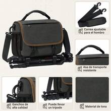 Lubardy Bolsa para Cámara DSLR/SLR/Mirrorless Mochila para Cámara Fotografica Estuche Cámara con Soporte para Trípode Impermeable Protección Integral Canon Nikon Pentax SLR - Negro - Ver 4
