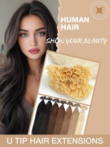 50 piezas de extensiones de cabello con punta en U de 14 a 22 pulgadas, cabello humano liso de color negro natural, queratina invisible, bandas de Remy de calidad de salón para un acoplamiento perfecto