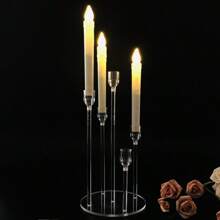 1/4pcs Acrylic 5-Arm Candle Holder, Metal 5-Arm Candle Holder, Transparent Candle Holder Center Decor Suitable For Wedding, Living Room, Dining Table, Christmas Decoration, Valentine's Day/New Year Gift