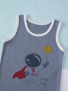 3pcs Pack Boys' Thin Sleeveless Tank Top, Cotton Simple Casual Undershirt, Space Printing, Summer - Multicolor - View 4