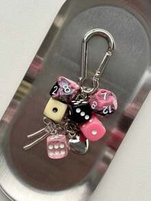 1pc Unisex Fashionable Lucky Dice Keychain, New Stylish Multi-Faceted Dice Phone Case, Bag, Car Key Accessories Car Accessories Bag Charm School Cute Goth Y2k Bag Charms Car Accessories Teacher Friend Sister Gift Ideas Gifts For Mother, Father, Graduation, And Teacher - Multicolor - View 3