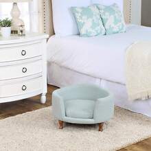 Upholstered Curved Pet Bed | Luxury Cat & Dog Beds & Furniture | Round Pet Bed Created With Stain Resistant Fabric, Light Green - 淺綠色 - 查看 4