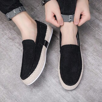 2025 New Men Casual Loafers, Woven Retro Canvas Fisherman Shoes, Lightweight Comfortable Slip-On Flat Sneakers