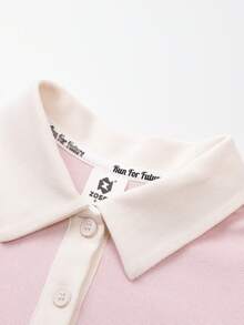 zosee 小女孩马球领短袖公主裙，粉色学院风，2025年新款 - 粉色 - 查看 4