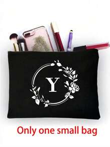 1/2 pezzi Borsa shopping tela con stampa lettere iniziali dalla A alla Z, con borsa portaoggetti cosmetici inclusa, borsa personalizzata, grande capacità, adatto per matrimoni, compleanni, spiaggia, vacanze, scuola, ottimo regalo per donne, mamme, insegnanti, amiche, damigelle d'onore, studenti, borsa grande. Borsa casual capiente e portatile, adatta per lo shopping multifunzionale