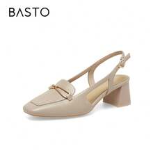 BASTO Besthito Metallic Buckle Chunky Heel Open Toe Women Sandals RJF19BH3