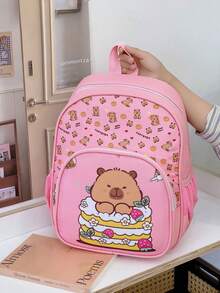 Cute Cartoon Capybara Print Backpack - Multicolor - View 14