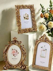 Ramă foto decorativă cu cadru curbat auriu în stil european vintage, pentru decorarea casei și afișarea imaginilor, cadouri de ziua de naștere și absolvire