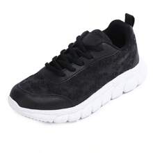 1 par de tenis casuales con cordones de malla transpirable para mujer, ligeros, para todas las estaciones