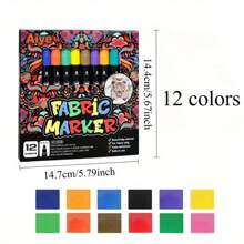 12 Colors Fabric Textile Markers Pens Set - , Indelible And Permanent Fabric Paint Fine Point Textile Marker Pen
