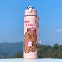 Bouteille d'eau de sport dauphin avec paille - Design mignon de dessin animé d'animal, matériau en PC violet, sans fuite et portable, convient pour l'école, les activités de plein air et les voyages, ustensiles de boisson de plein air | Design d'animal fantaisiste | Structure en polycarbonate, bouteille d'eau mignonne