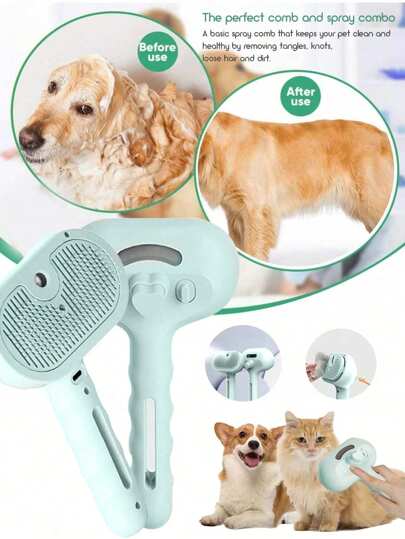 4 In 1 Steam Cat Brush, Steam Brush For Dogs, Efficient Cleaning Steam Cat Brush, Deep Decontamination And Hair Removal, Easy Removal Of Pet Hair, Convenient And Easy To Use, With Release Button, Self-Cleaning Metal Pet Spray Comb With Handle, Pet Grooming Brush, Pet Steam Brush For Cats, USB Charging Cat Comb, Floating Hair Removal Comb, Pet Care Electric Spray Massage, Suitable For Cats And Dogs, Removes Tangles And Loose Hair