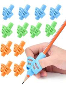 Pencil Grip, Handwriting Posture Correction Holder, Ergonomic Writing 3-Pack: Blue, Green, Orange), Suitable For Office, School, Drawing, Markers, Stationery, Universal Writing Training Tools, Professional Supplies For Learning And Work, Back To School, Gift For All Ages