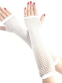 زوج من الأكمام الشبكية المجوفة، أكمام طويلة ملونة بنمط للحماية من أشعة الشمس بطريقة JK مع تصميم جذاب للصيف