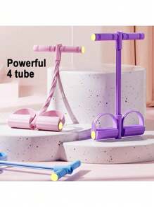 1 pieza, Cuerda de tensión multifuncional, Tirador de pedal elástico de 4 tubos, Cuerda de tensión de látex natural, Equipo de fitness, Adecuado para estiramientos abdominales/cintura/brazos/piernas y entrenamiento de pérdida de peso, Accesorios de gimnasio